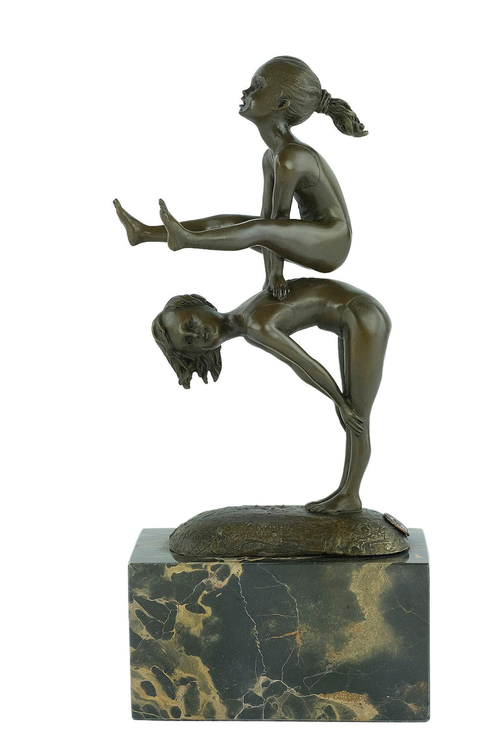 Bronze Sculpture of Children Playing Leapfrog Bronze Child Figurine Bronze Playing Children Sculpture Boy and Girl Statue Bronze Bronze Art