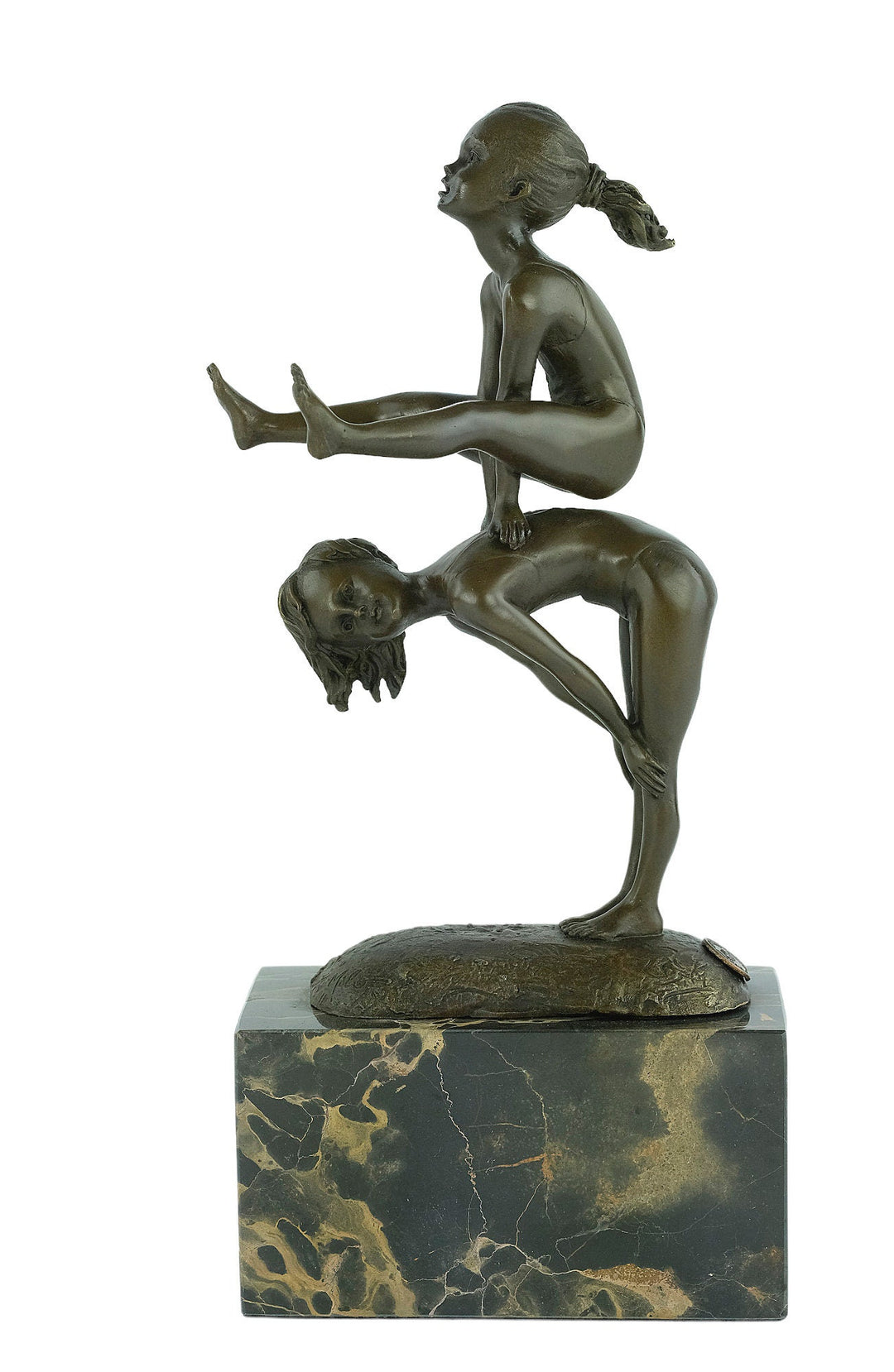 Bronze Sculpture of Children Playing Leapfrog Bronze Child Figurine Bronze Playing Children Sculpture Boy and Girl Statue Bronze Bronze Art