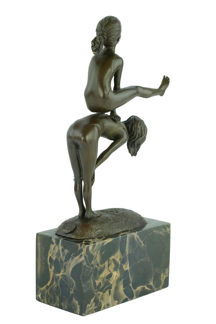 Bronze Sculpture of Children Playing Leapfrog Bronze Child Figurine Bronze Playing Children Sculpture Boy and Girl Statue Bronze Bronze Art