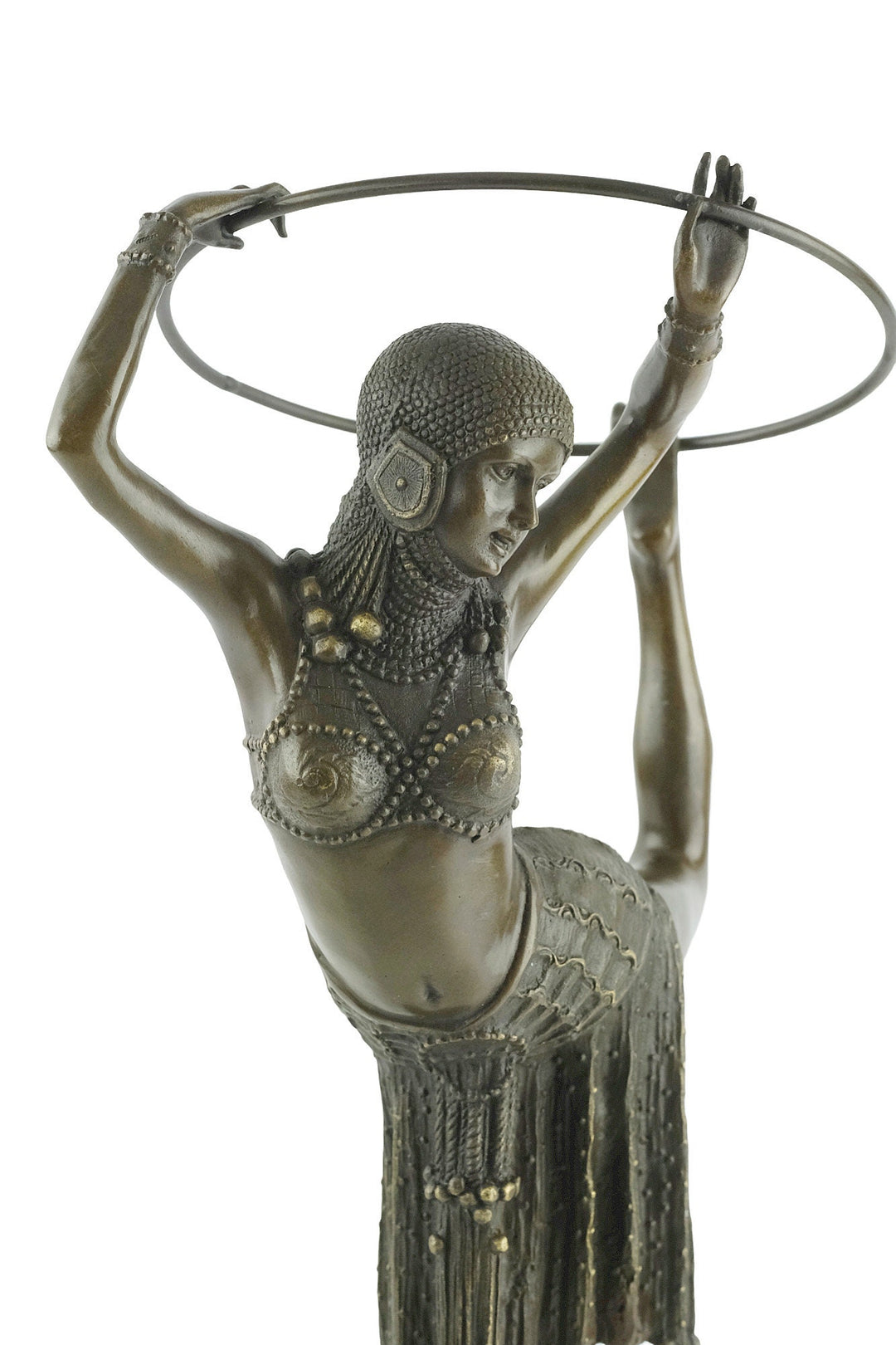 Bronze Sculpture of a Hoop Dancer in a Graceful Pose in Art Deco Style Bronze Dancer Statue Female with Hoop Statue French Decoration Art