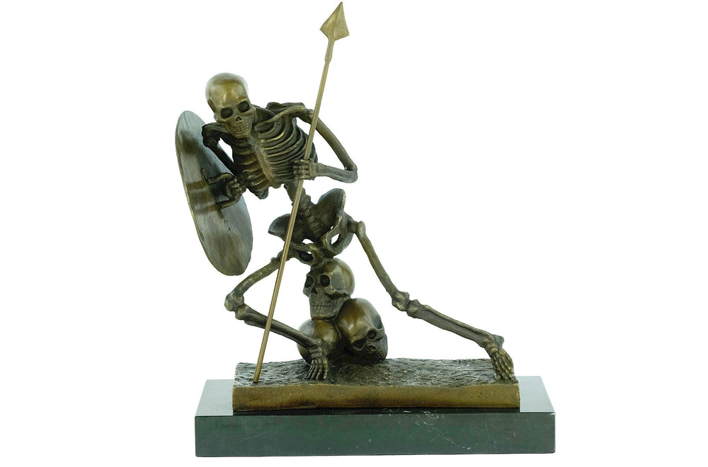 Bronze Skeleton Sculpture Skeleton Warrior Statue Bronze Steampunk Sculpture Skull Art Figurine Milo Bronze Sculpture Skeleton Bookend