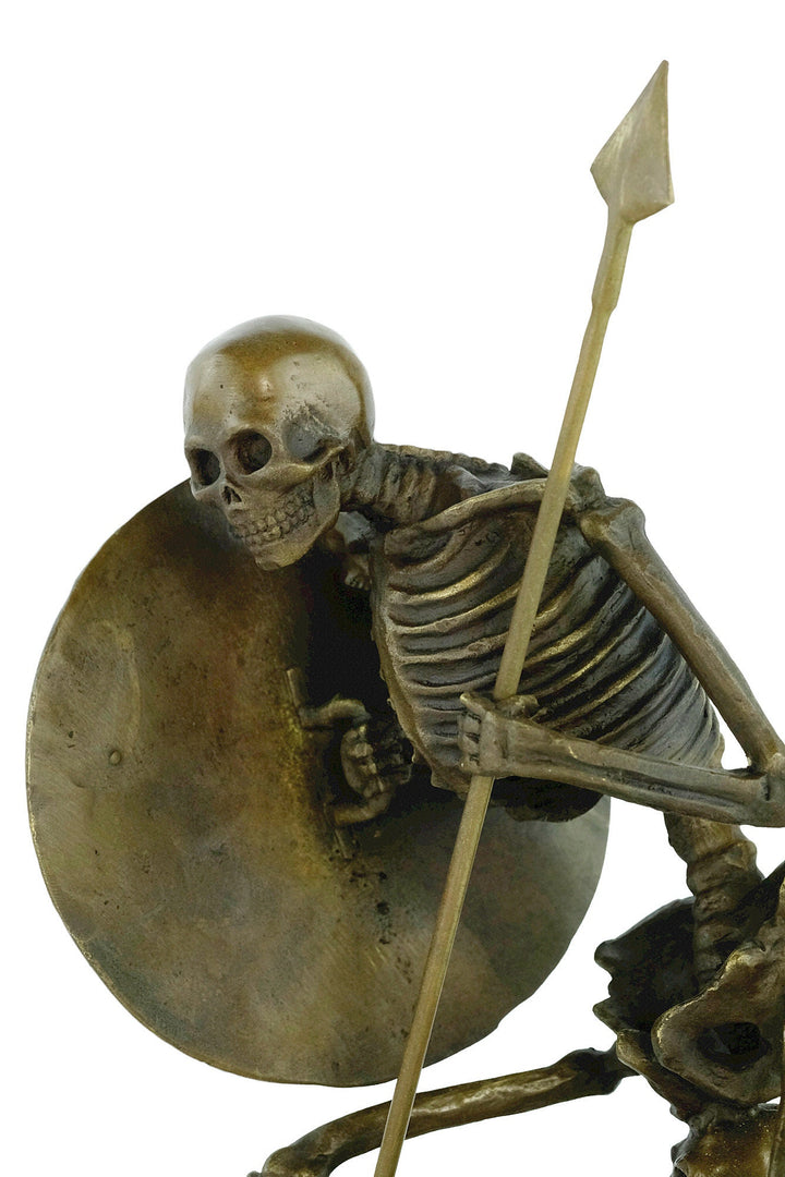 Bronze Skeleton Sculpture Skeleton Warrior Statue Bronze Steampunk Sculpture Skull Art Figurine Milo Bronze Sculpture Skeleton Bookend