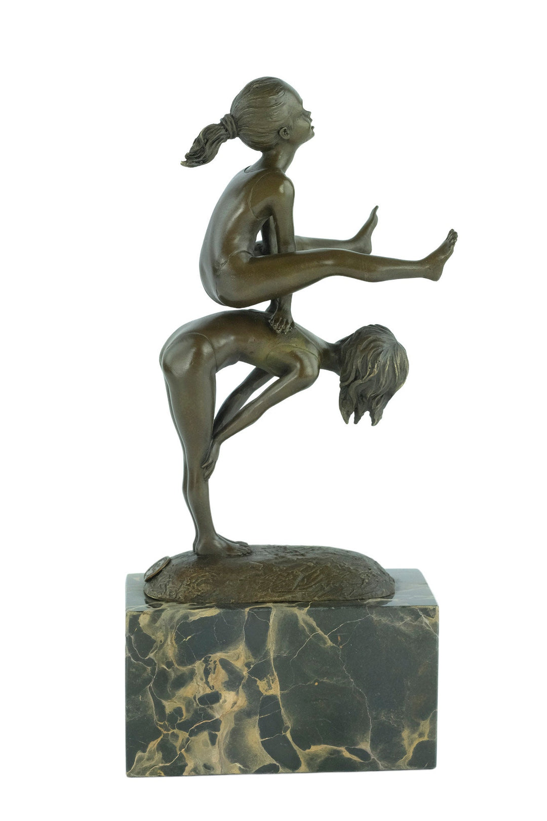 Bronze Sculpture of Children Playing Leapfrog Bronze Child Figurine Bronze Playing Children Sculpture Boy and Girl Statue Bronze Bronze Art