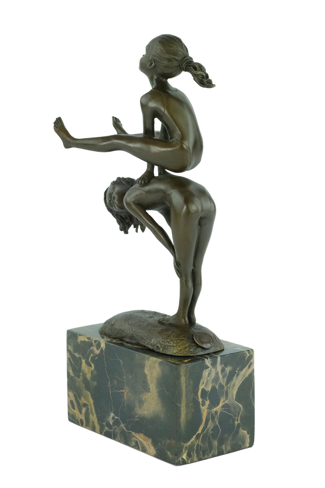 Bronze Sculpture of Children Playing Leapfrog Bronze Child Figurine Bronze Playing Children Sculpture Boy and Girl Statue Bronze Bronze Art