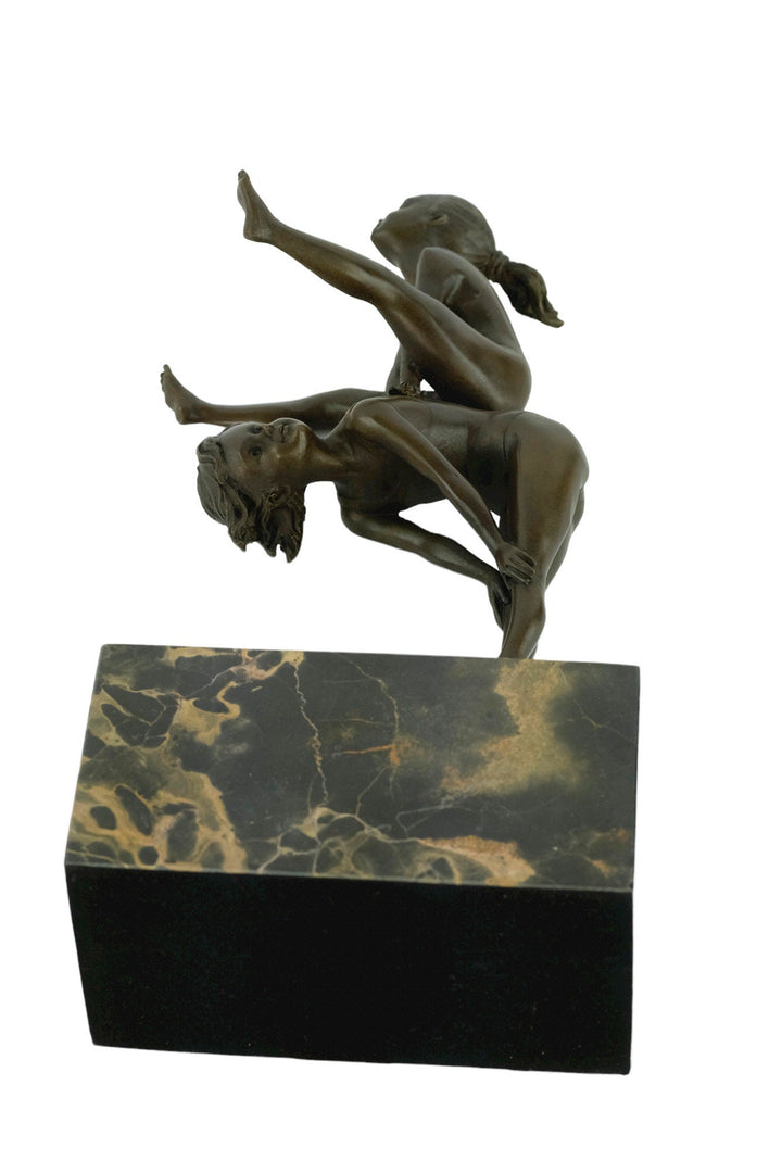 Bronze Sculpture of Children Playing Leapfrog Bronze Child Figurine Bronze Playing Children Sculpture Boy and Girl Statue Bronze Bronze Art
