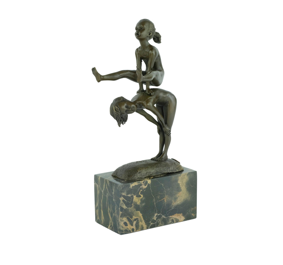 Bronze Sculpture of Children Playing Leapfrog Bronze Child Figurine Bronze Playing Children Sculpture Boy and Girl Statue Bronze Bronze Art