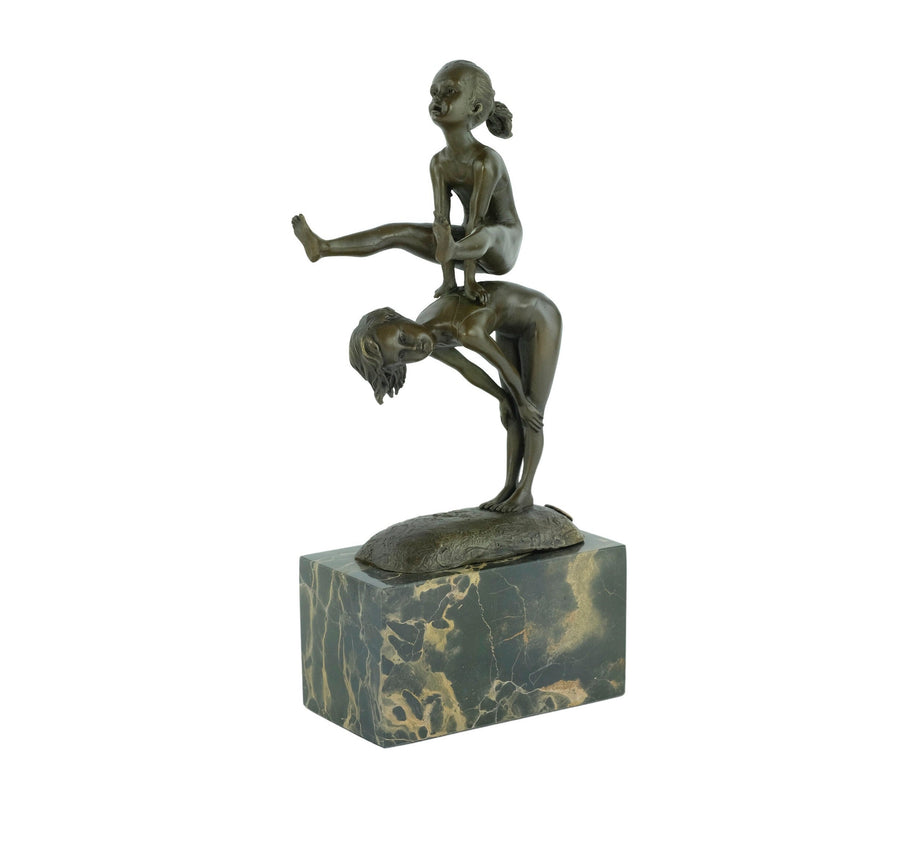 Bronze Sculpture of Children Playing Leapfrog Bronze Child Figurine Bronze Playing Children Sculpture Boy and Girl Statue Bronze Bronze Art