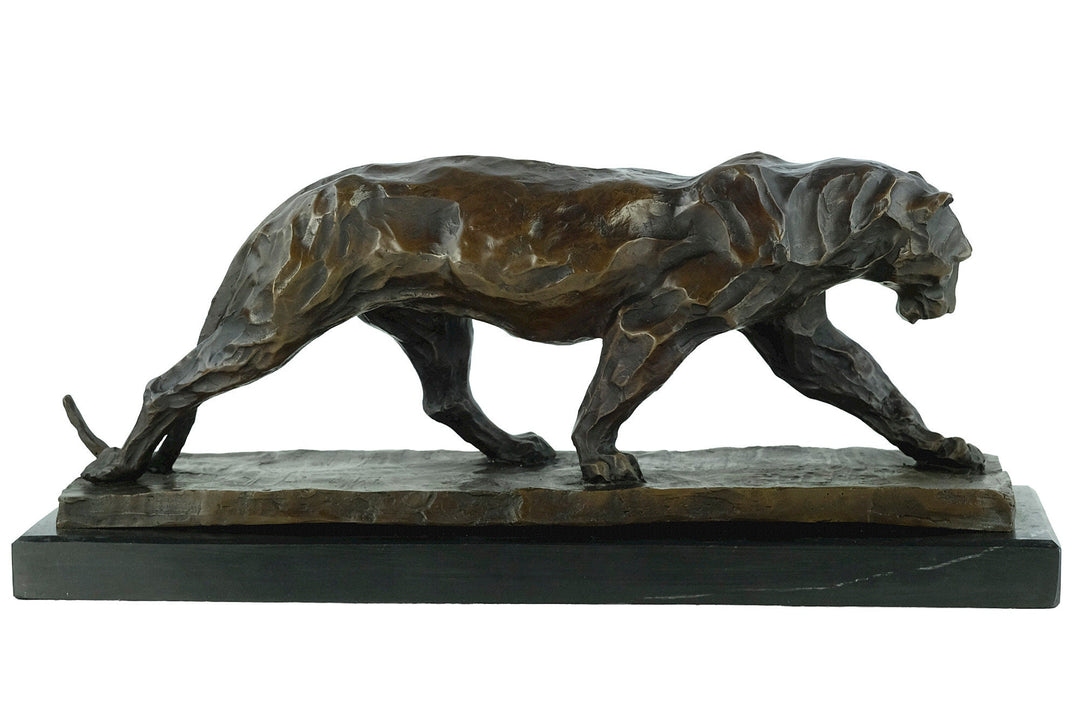 Large Bronze Panther Sculpture Wildlife Art Figurine Bronze Walking Panther Statue Black Panther Sculpture Hunting Panther Decoration Art