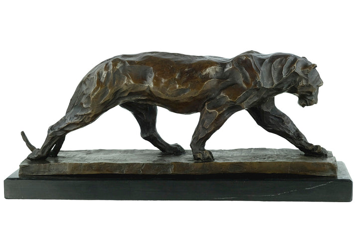 Large Bronze Panther Sculpture Wildlife Art Figurine Bronze Walking Panther Statue Black Panther Sculpture Hunting Panther Decoration Art
