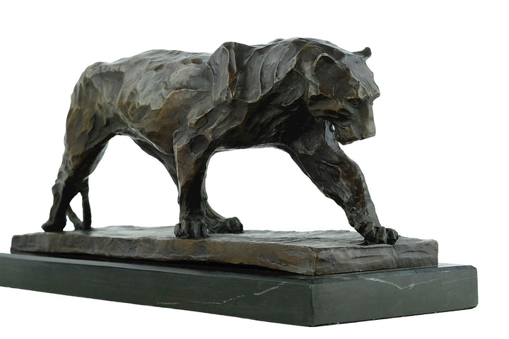 Large Bronze Panther Sculpture Wildlife Art Figurine Bronze Walking Panther Statue Black Panther Sculpture Hunting Panther Decoration Art