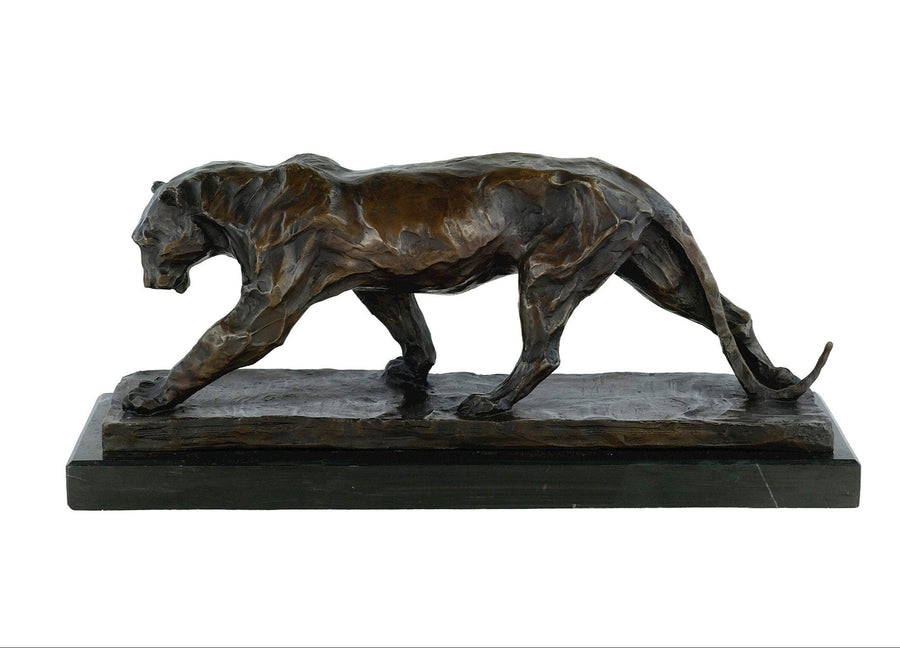 Large Bronze Panther Sculpture Wildlife Art Figurine Bronze Walking Panther Statue Black Panther Sculpture Hunting Panther Decoration Art