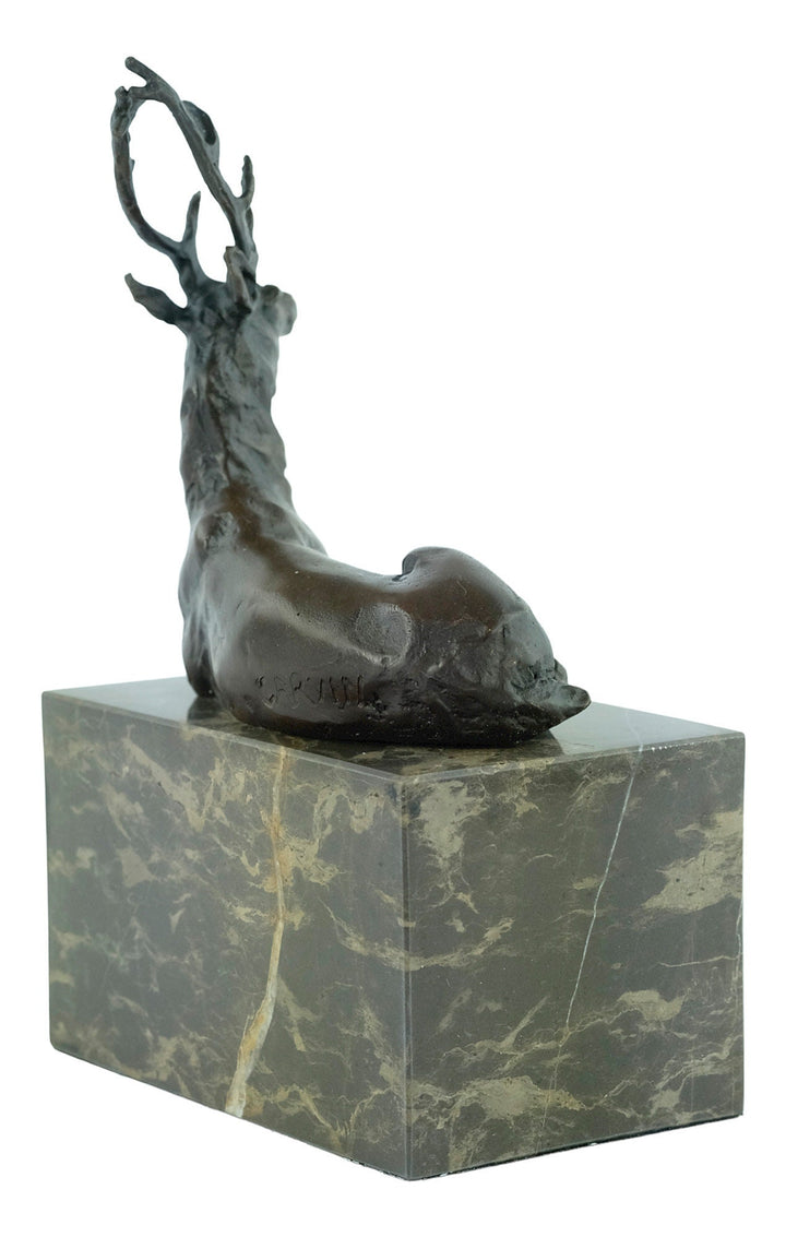 Bronze Lying Deer Sculpture Hunting Statue Bronze Red Deer Sculpture Wildlife Figurine Hunting Decoration Bronze Stag Sculpture Deer Deco