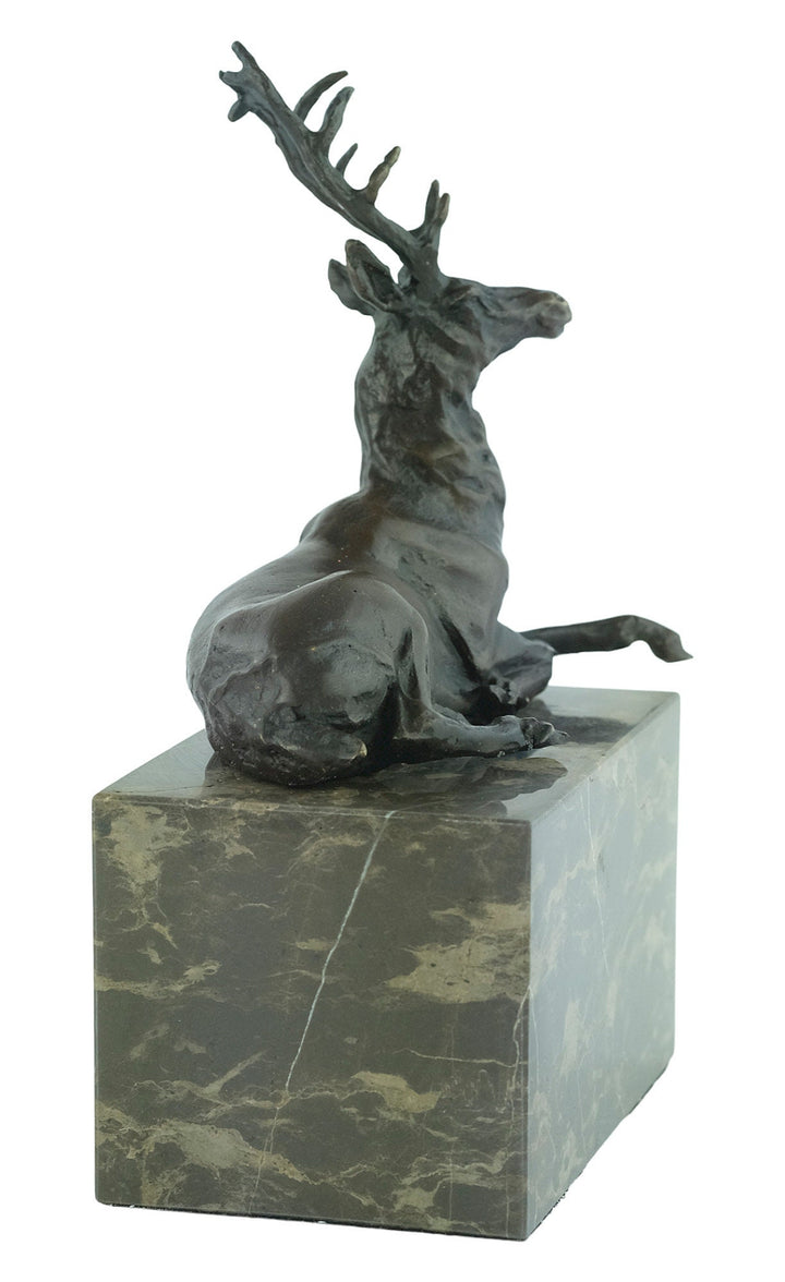 Bronze Lying Deer Sculpture Hunting Statue Bronze Red Deer Sculpture Wildlife Figurine Hunting Decoration Bronze Stag Sculpture Deer Deco