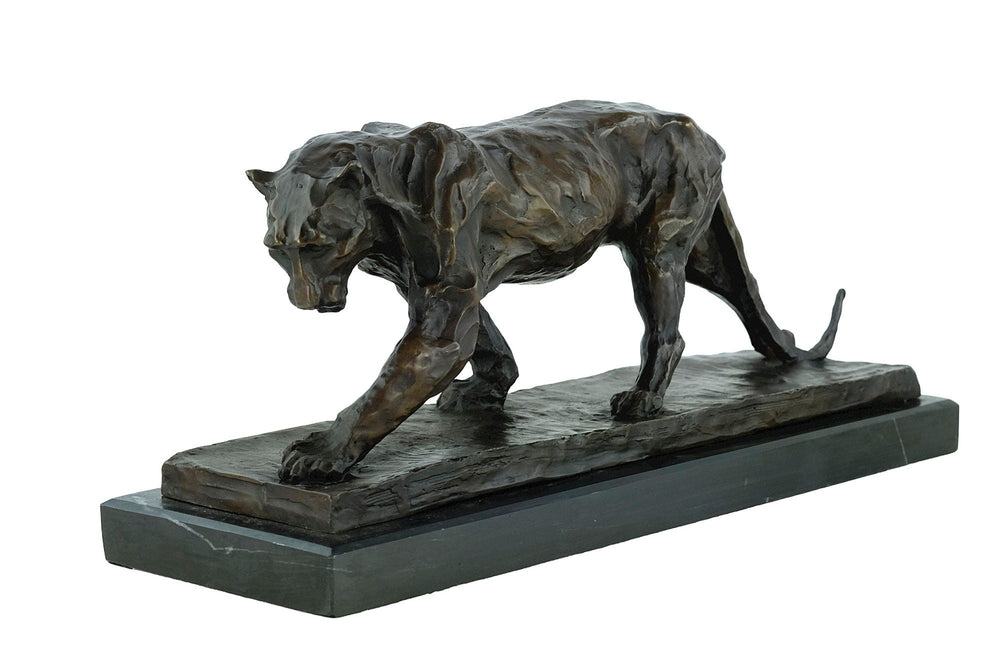Large Bronze Panther Sculpture Wildlife Art Figurine Bronze Walking Panther Statue Black Panther Sculpture Hunting Panther Decoration Art