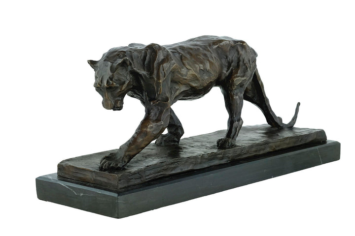 Large Bronze Panther Sculpture Wildlife Art Figurine Bronze Walking Panther Statue Black Panther Sculpture Hunting Panther Decoration Art