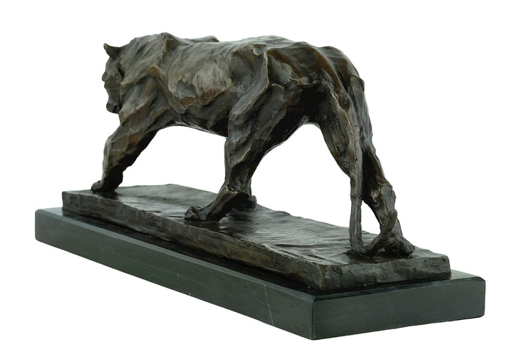 Large Bronze Panther Sculpture Wildlife Art Figurine Bronze Walking Panther Statue Black Panther Sculpture Hunting Panther Decoration Art