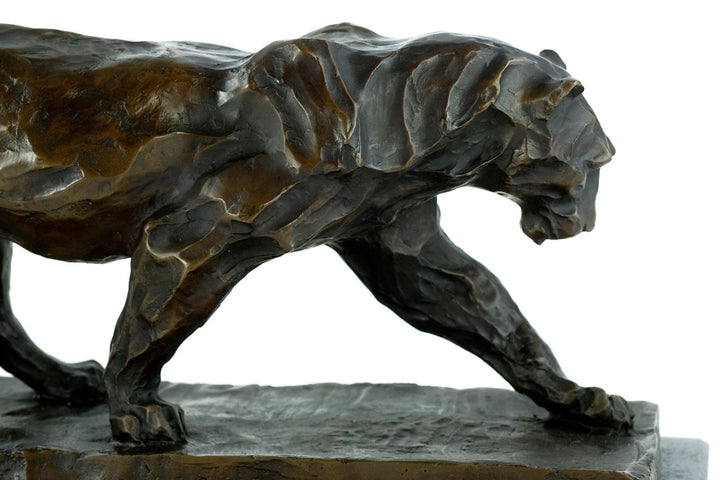 Large Bronze Panther Sculpture Wildlife Art Figurine Bronze Walking Panther Statue Black Panther Sculpture Hunting Panther Decoration Art