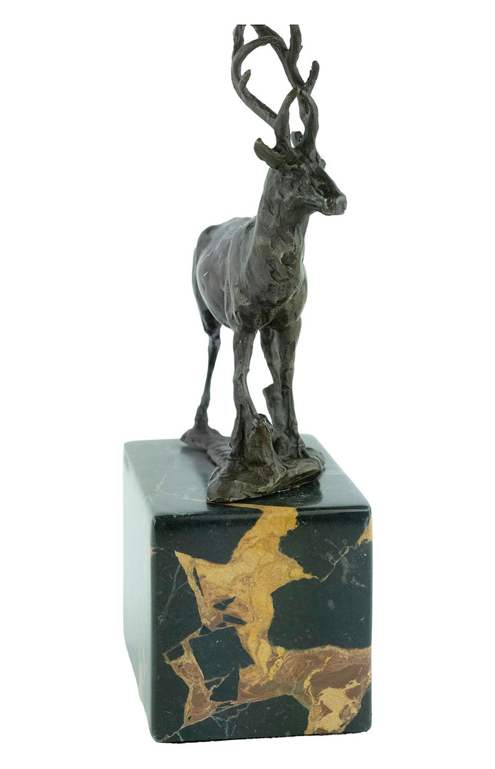 Bronze Red Deer Sculpture Standing Stag Statue Bronze Wildlife Sculpture Bronze Hunting Sculpture Hunting Decoration Standing Deer Statue