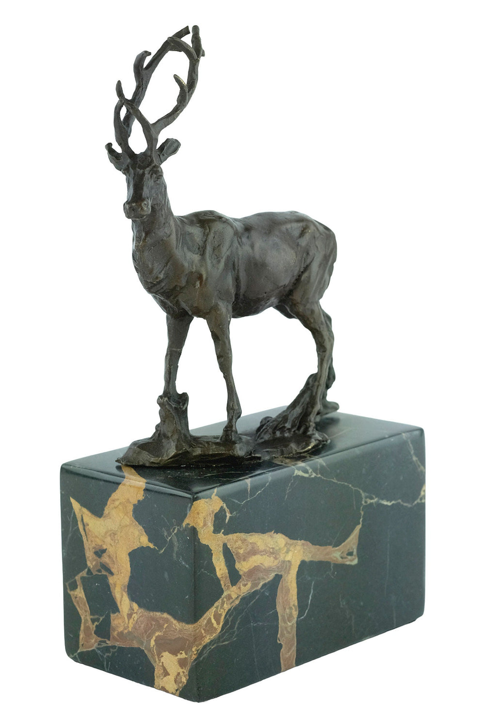 Bronze Red Deer Sculpture Standing Stag Statue Bronze Wildlife Sculpture Bronze Hunting Sculpture Hunting Decoration Standing Deer Statue