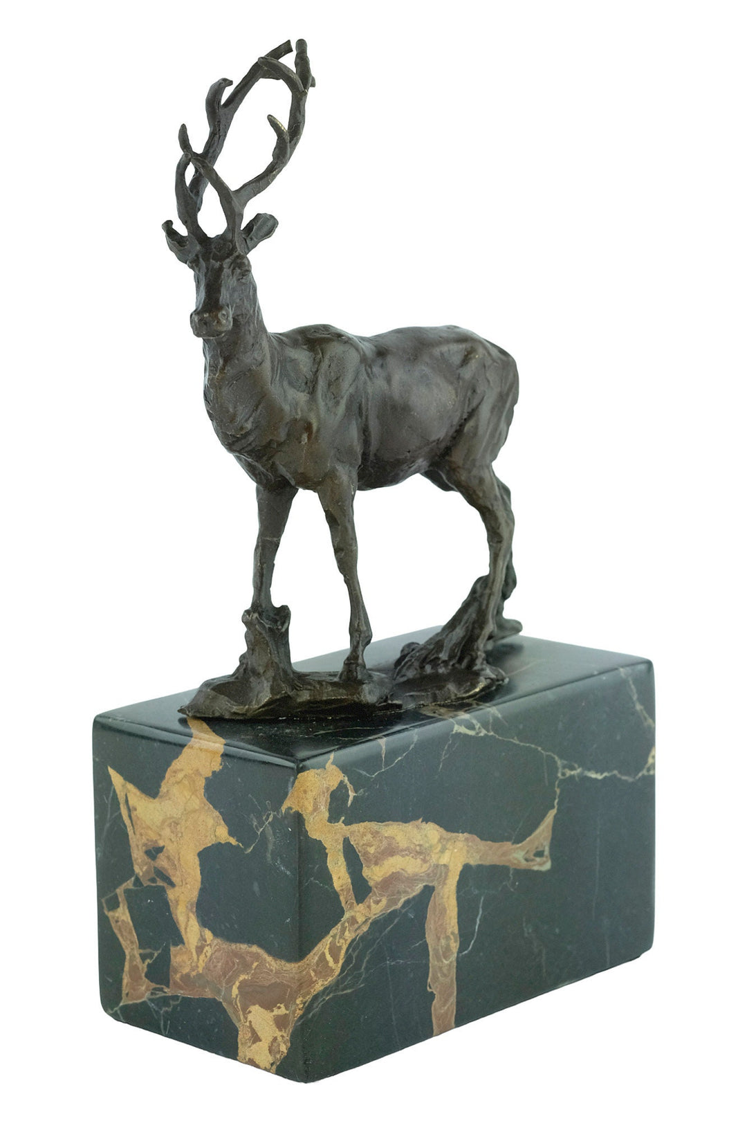 Bronze Red Deer Sculpture Standing Stag Statue Bronze Wildlife Sculpture Bronze Hunting Sculpture Hunting Decoration Standing Deer Statue