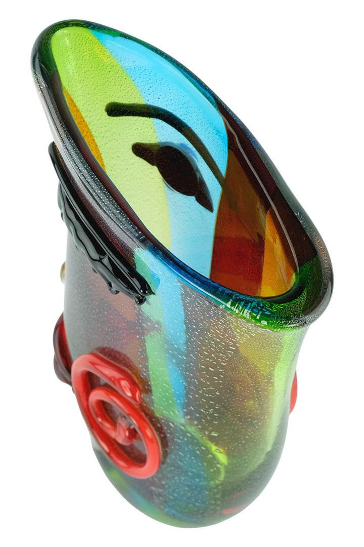 Large Glass Vase of a Female Face in Picasso Style Glass Design Vase Modern Art Collectable Unique Flower Holder Italian Art Murano Style