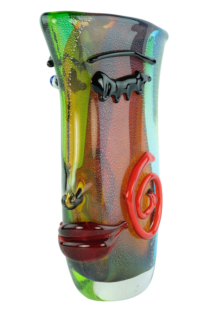 Large Glass Vase of a Female Face in Picasso Style Glass Design Vase Modern Art Collectable Unique Flower Holder Italian Art Murano Style