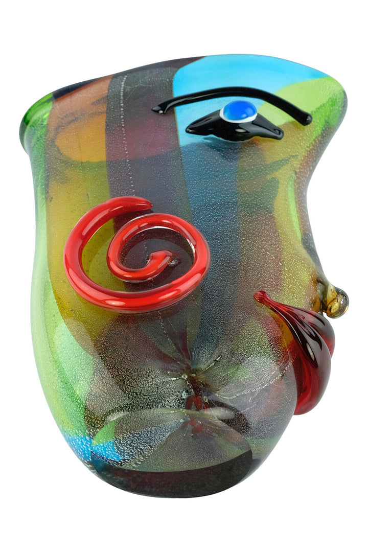 Large Glass Vase of a Female Face in Picasso Style Glass Design Vase Modern Art Collectable Unique Flower Holder Italian Art Murano Style