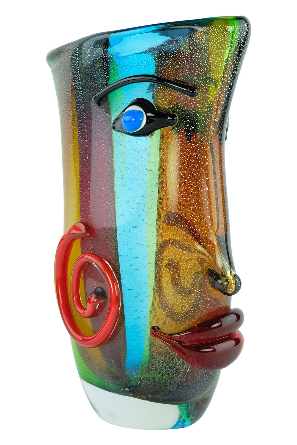 Large Glass Vase of a Female Face in Picasso Style Glass Design Vase Modern Art Collectable Unique Flower Holder Italian Art Murano Style