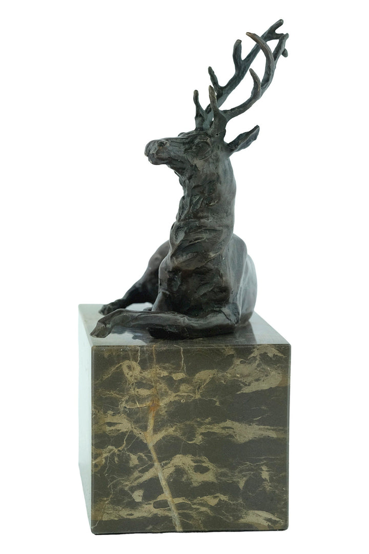 Bronze Lying Deer Sculpture Hunting Statue Bronze Red Deer Sculpture Wildlife Figurine Hunting Decoration Bronze Stag Sculpture Deer Deco