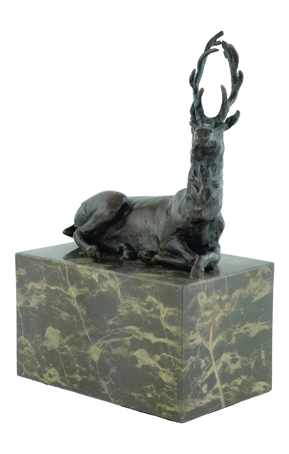 Bronze Lying Deer Sculpture Hunting Statue Bronze Red Deer Sculpture Wildlife Figurine Hunting Decoration Bronze Stag Sculpture Deer Deco