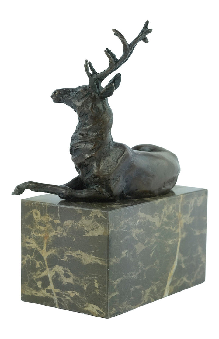 Bronze Lying Deer Sculpture Hunting Statue Bronze Red Deer Sculpture Wildlife Figurine Hunting Decoration Bronze Stag Sculpture Deer Deco