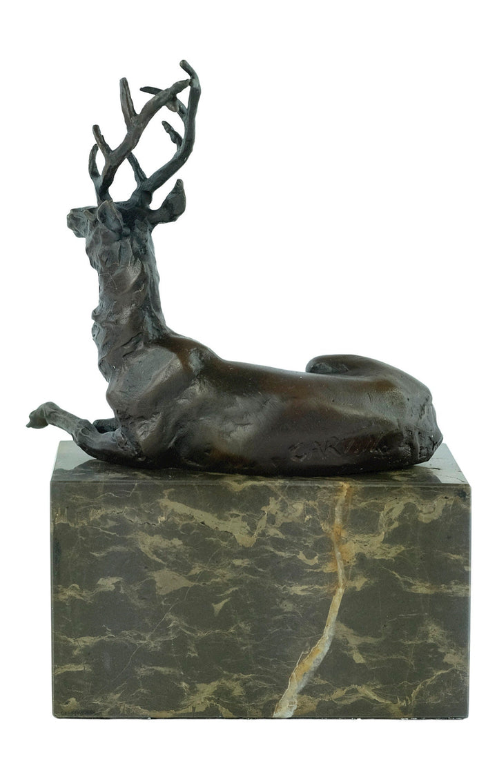 Bronze Lying Deer Sculpture Hunting Statue Bronze Red Deer Sculpture Wildlife Figurine Hunting Decoration Bronze Stag Sculpture Deer Deco