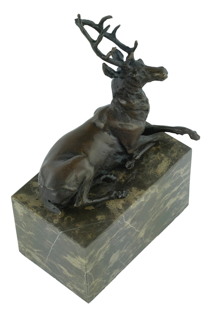 Bronze Lying Deer Sculpture Hunting Statue Bronze Red Deer Sculpture Wildlife Figurine Hunting Decoration Bronze Stag Sculpture Deer Deco