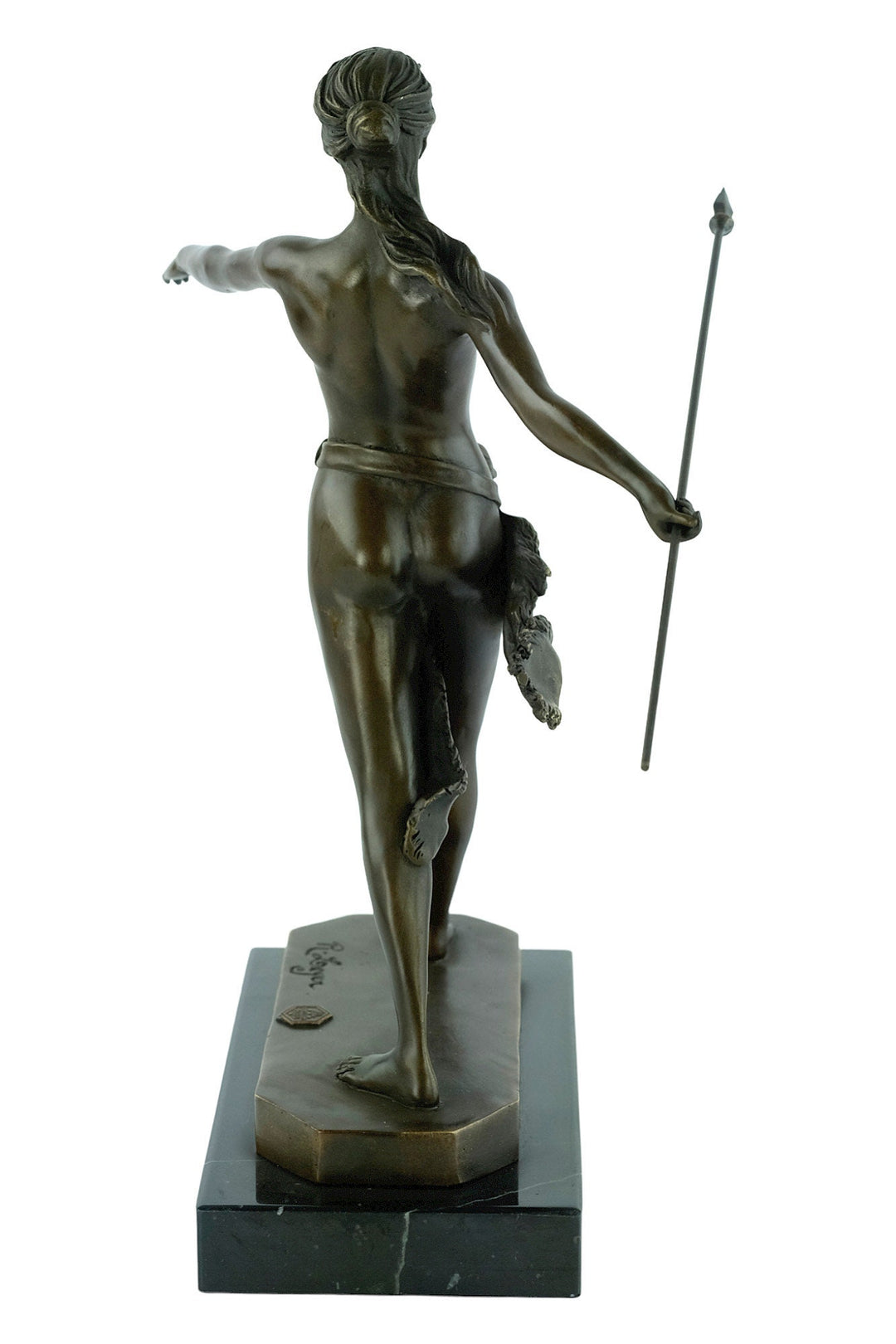 Bronze Amazon with Spear Sculpture Bronze Mythology Statue Female Warrior Figurine Classic Bronze Sculpture Female Art Decoration Hunting