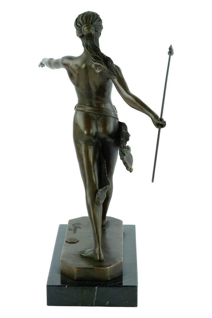 Bronze Amazon with Spear Sculpture Bronze Mythology Statue Female Warrior Figurine Classic Bronze Sculpture Female Art Decoration Hunting