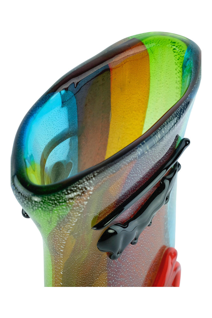 Large Glass Vase of a Female Face in Picasso Style Glass Design Vase Modern Art Collectable Unique Flower Holder Italian Art Murano Style