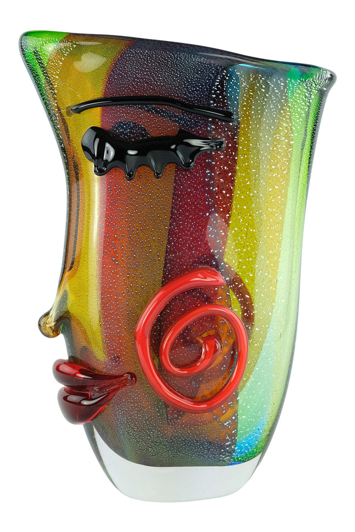 Large Glass Vase of a Female Face in Picasso Style Glass Design Vase Modern Art Collectable Unique Flower Holder Italian Art Murano Style