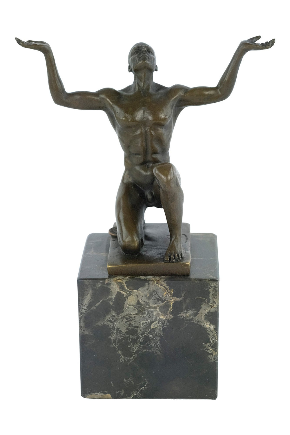 Bronze Kneeling Adonis Sculpture Male Figurine Art Statue Bronze Male Nude Sculpture Cesaro Crouching Male Sculpture Bronze Adonis Figurine