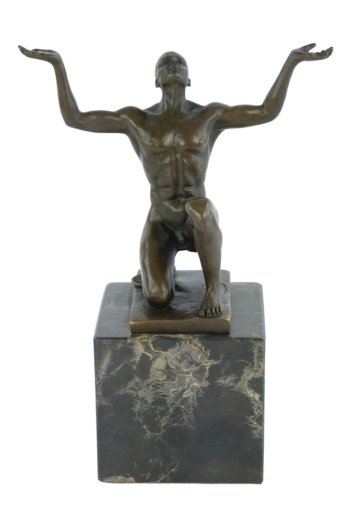 Bronze Kneeling Adonis Sculpture Male Figurine Art Statue Bronze Male Nude Sculpture Cesaro Crouching Male Sculpture Bronze Adonis Figurine