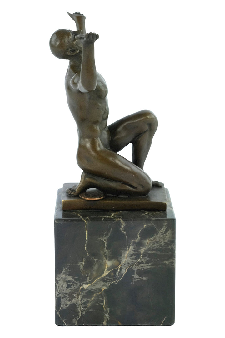Bronze Kneeling Adonis Sculpture Male Figurine Art Statue Bronze Male Nude Sculpture Cesaro Crouching Male Sculpture Bronze Adonis Figurine