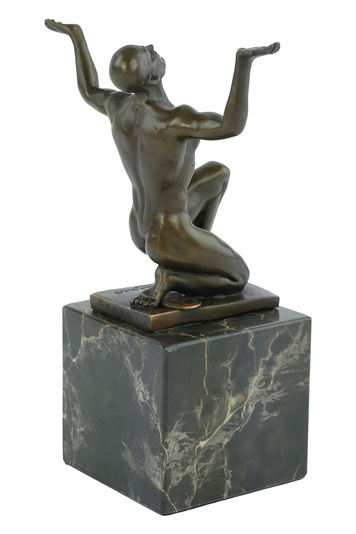 Bronze Kneeling Adonis Sculpture Male Figurine Art Statue Bronze Male Nude Sculpture Cesaro Crouching Male Sculpture Bronze Adonis Figurine