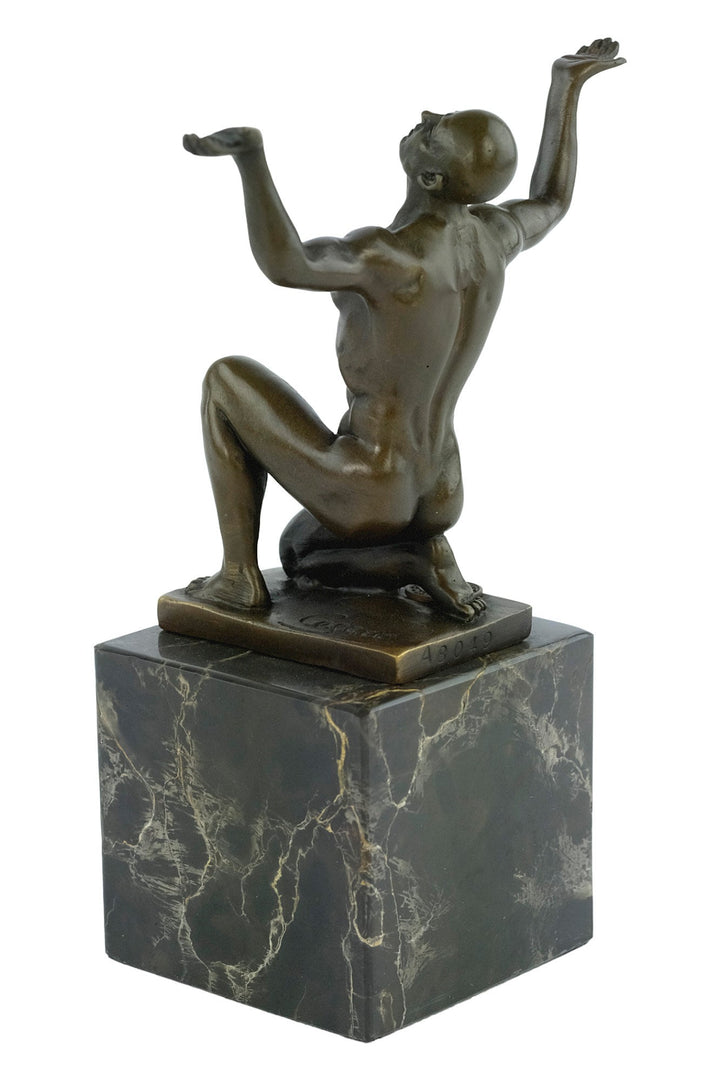 Bronze Kneeling Adonis Sculpture Male Figurine Art Statue Bronze Male Nude Sculpture Cesaro Crouching Male Sculpture Bronze Adonis Figurine