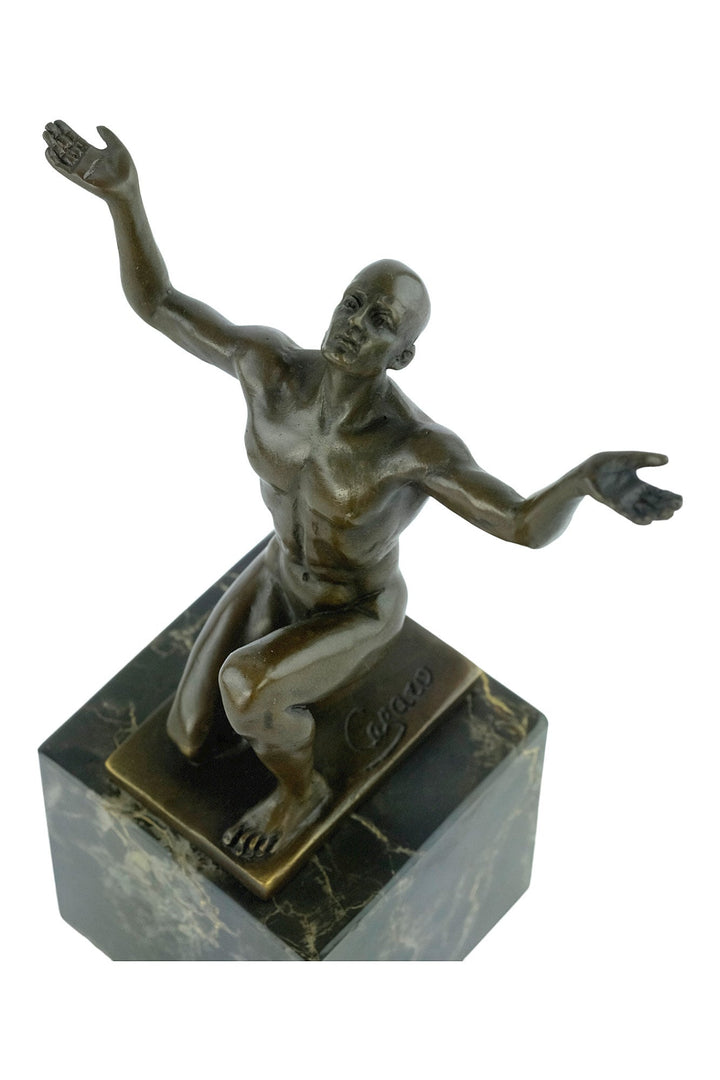 Bronze Kneeling Adonis Sculpture Male Figurine Art Statue Bronze Male Nude Sculpture Cesaro Crouching Male Sculpture Bronze Adonis Figurine