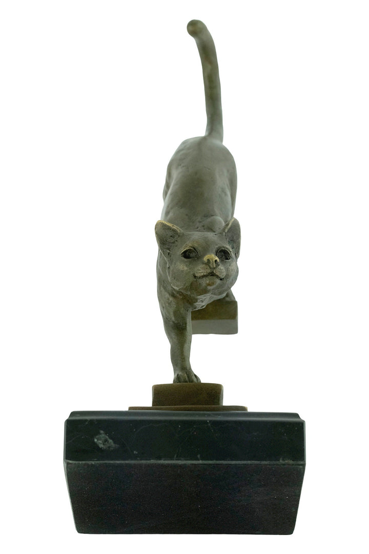 Bronze Cat Sculpture Cat Descending Stairs Statue Animal Art Figurine Art Deco Style Sculpture Cat Lovers Gift Cat Decoration Decoux