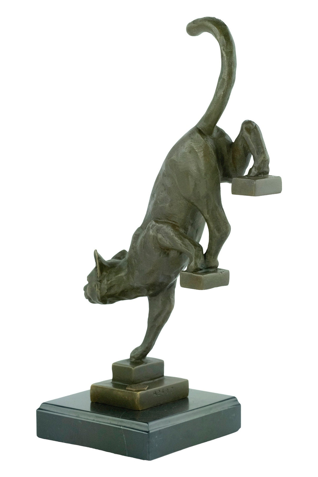 Bronze Cat Sculpture Cat Descending Stairs Statue Animal Art Figurine Art Deco Style Sculpture Cat Lovers Gift Cat Decoration Decoux
