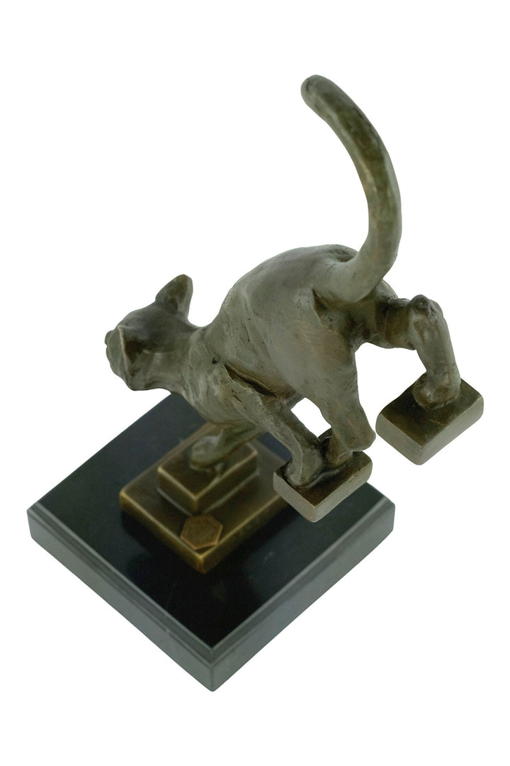 Bronze Cat Sculpture Cat Descending Stairs Statue Animal Art Figurine Art Deco Style Sculpture Cat Lovers Gift Cat Decoration Decoux