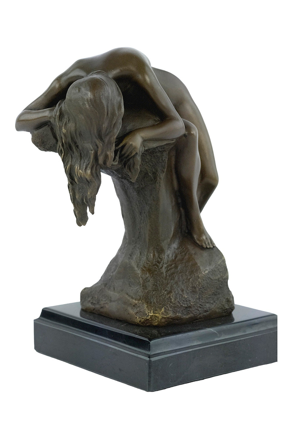 Bronze Female Nude Sculpture Resting on Rock Bronze Art Statue by Milo Bronze Statue of Female Classic Bronze Sculpture French Art Figurine