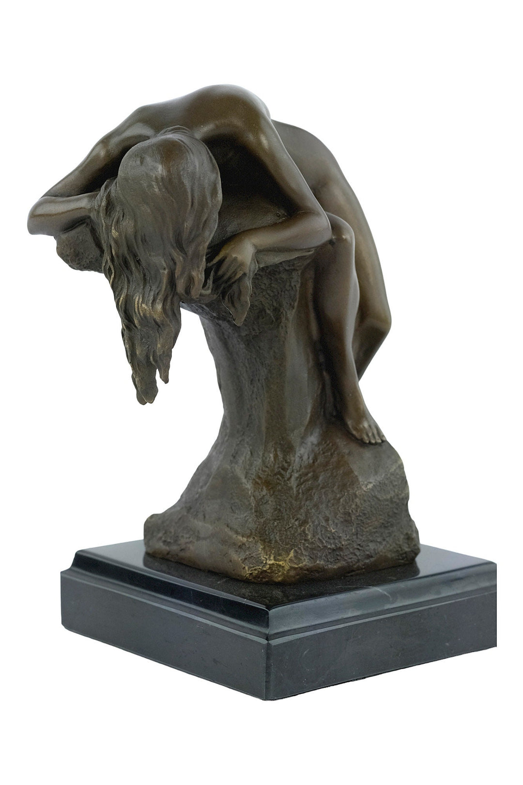 Bronze Female Nude Sculpture Resting on Rock Bronze Art Statue by Milo Bronze Statue of Female Classic Bronze Sculpture French Art Figurine