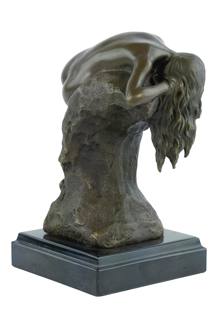 Bronze Female Nude Sculpture Resting on Rock Bronze Art Statue by Milo Bronze Statue of Female Classic Bronze Sculpture French Art Figurine