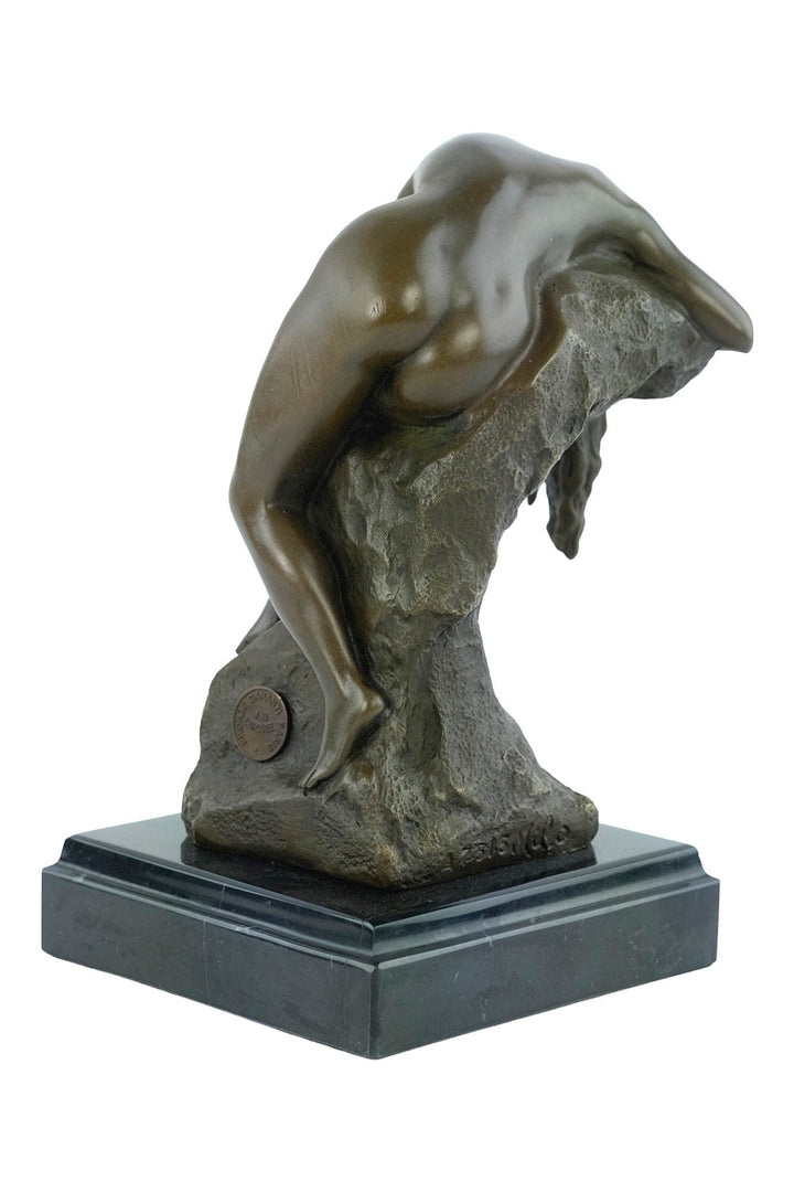 Bronze Female Nude Sculpture Resting on Rock Bronze Art Statue by Milo Bronze Statue of Female Classic Bronze Sculpture French Art Figurine